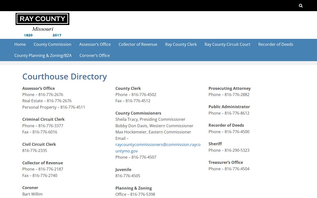 Ray County criminal records courthouse directory