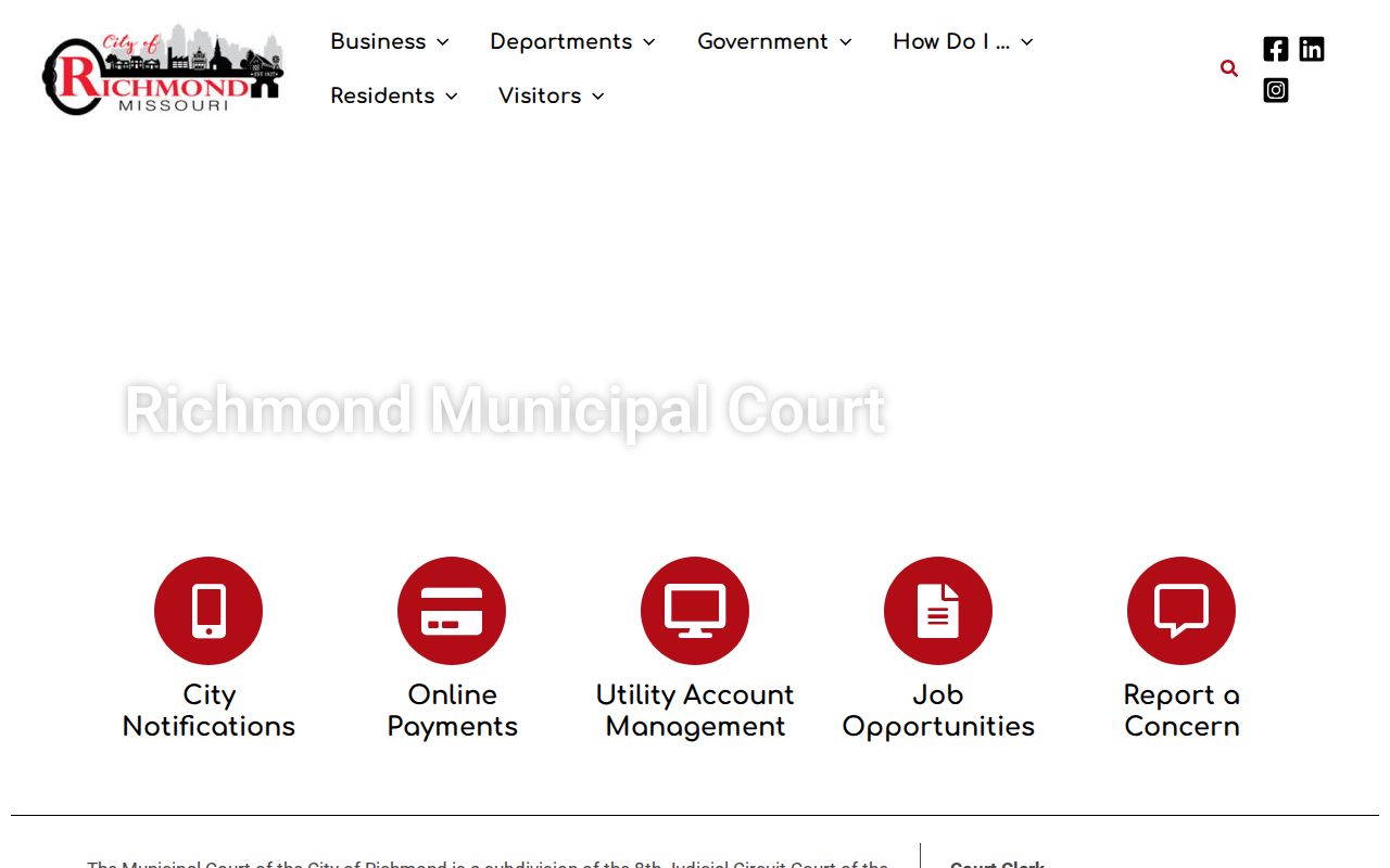 Richmond criminal history Municipal Court records page